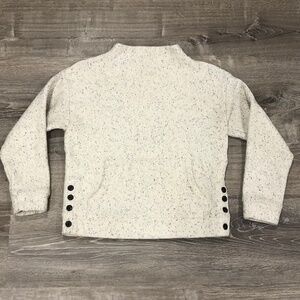 Madewell Cream Speckled Fleece Sweatshirt XS Cozy Side Button Pullover